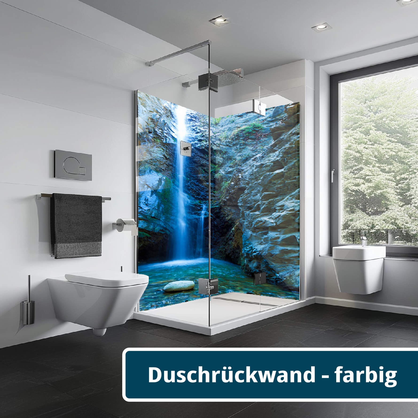 Duschrückwand farbig